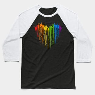 I Love You Hand Sign Rainbow Heart, ASL Gay Pride, LGBT Pride Baseball T-Shirt